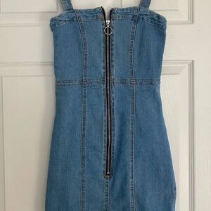 Missguided Blue Zip Through Midi Denim Dress Size 6 NWT